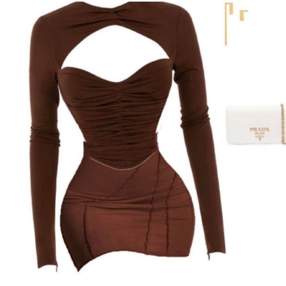 Natelle' Chocolate Jersey Gathered Corset Top from House of CB